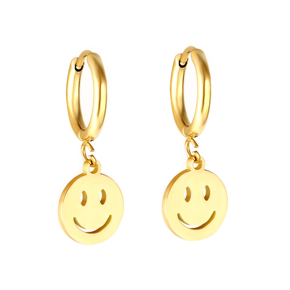 Smiley Hoops 18K Gold Plated Children's Earrings - Twisty Locks  - Kids and Women Hair Accessories, Fashion Clothing and Jewellery India