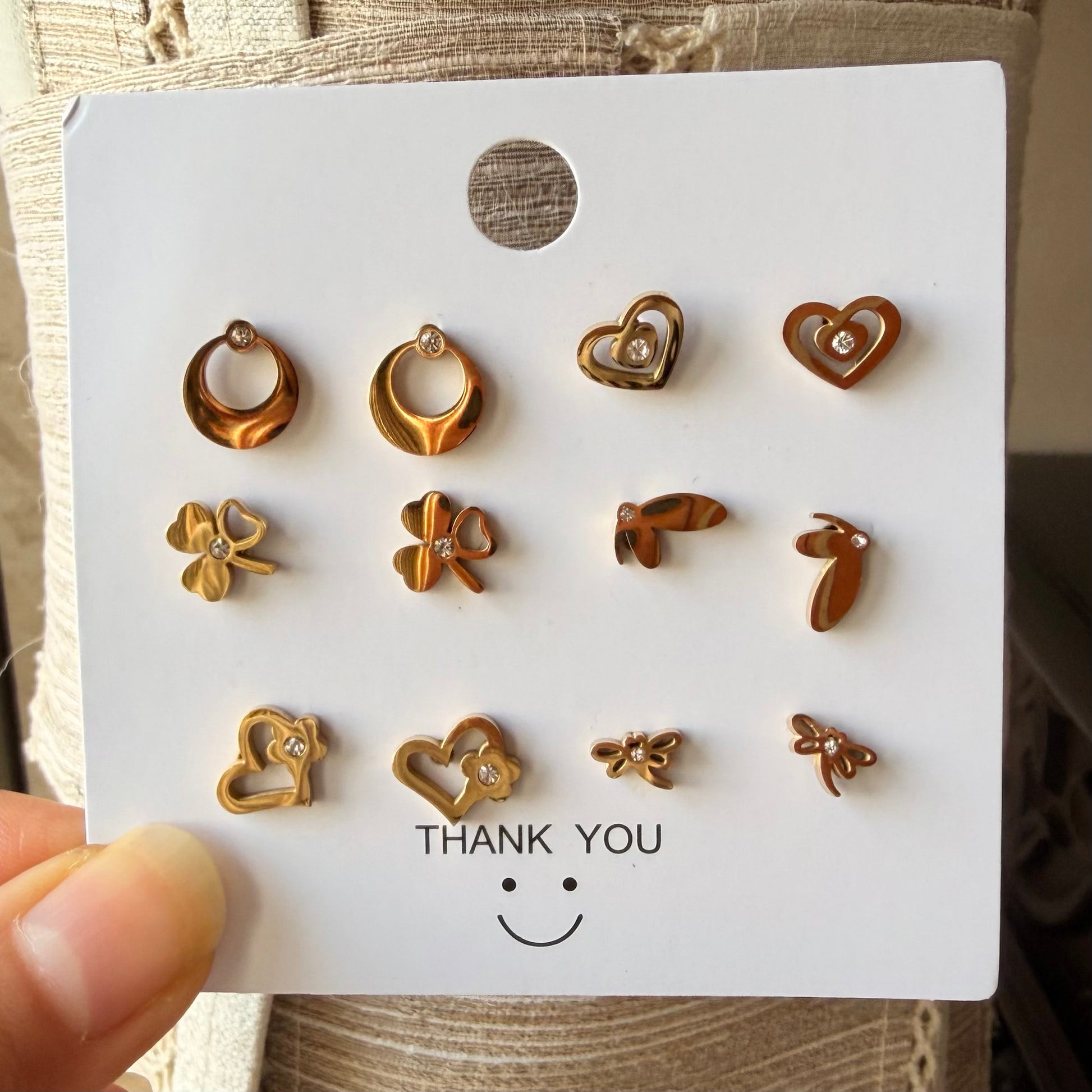 Sparkle 18K Gold Plated Children's Earrings Set of 6 - Twisty Locks  - Kids and Women Hair Accessories, Fashion Clothing and Jewellery India