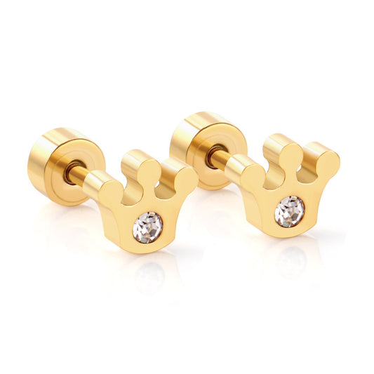 Sparkle Crown 18K Gold Plated Children's Earrings - Twisty Locks  - Kids and Women Hair Accessories, Fashion Clothing and Jewellery India