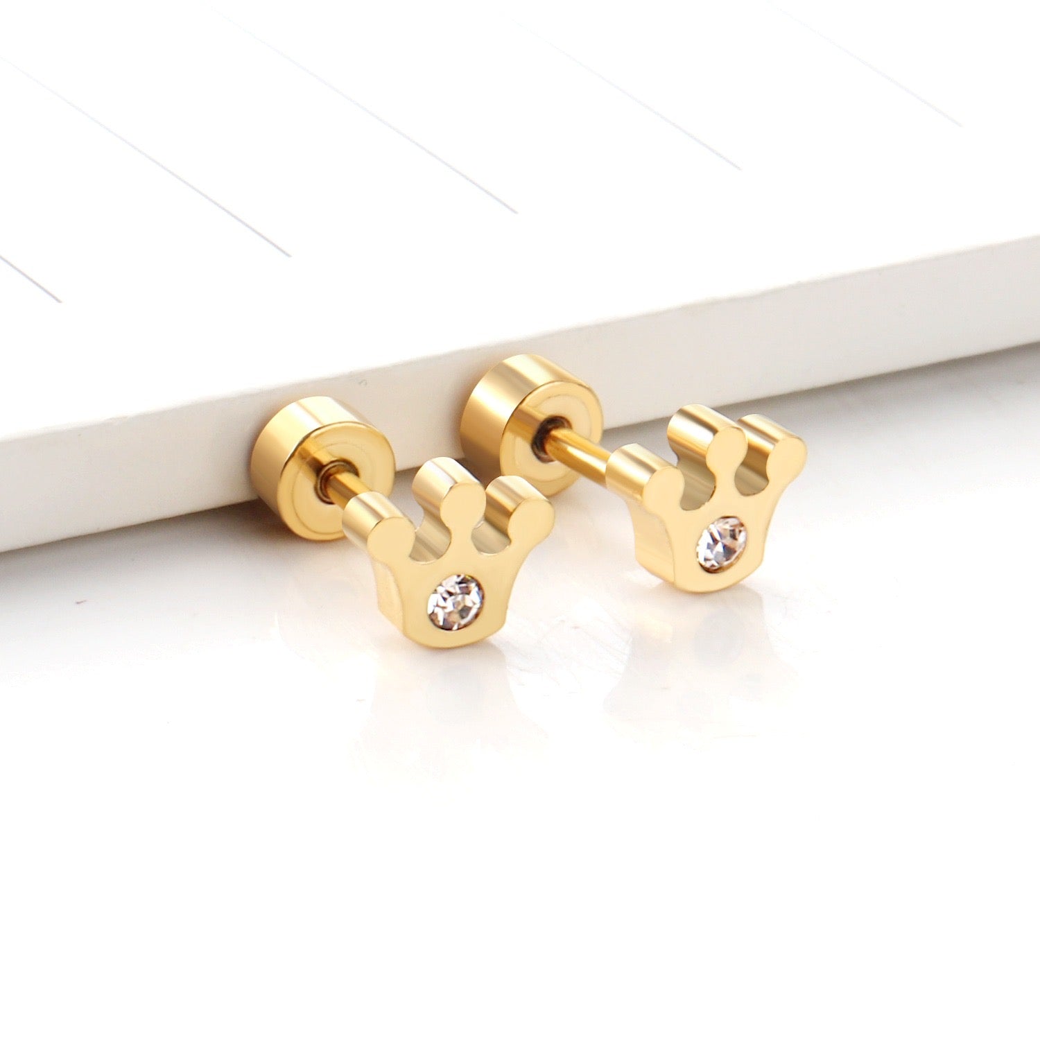 Sparkle Crown 18K Gold Plated Children's Earrings - Twisty Locks  - Kids and Women Hair Accessories, Fashion Clothing and Jewellery India