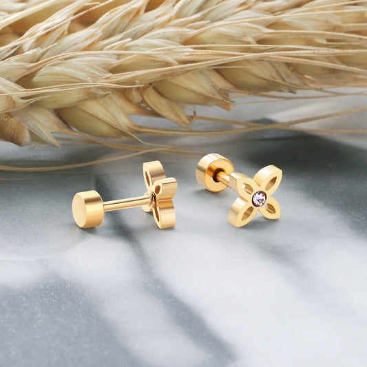 Sparkle Flower 18K Gold Plated Children's Earrings - Twisty Locks  - Kids and Women Hair Accessories, Fashion Clothing and Jewellery India