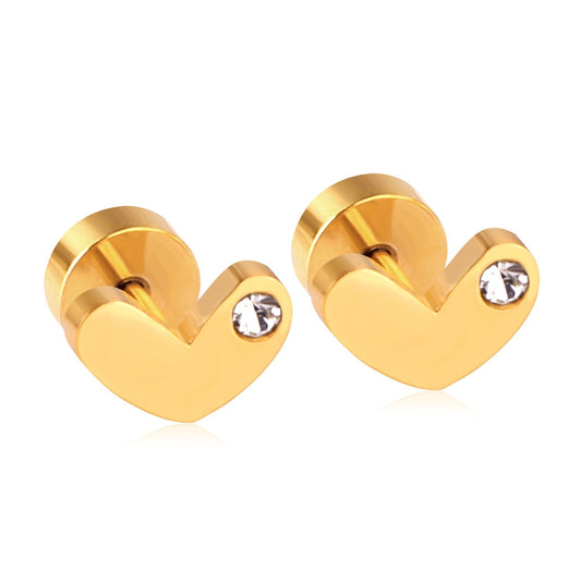 Sparkle Heart 18K Gold Plated Children's Earrings - Twisty Locks  - Kids Hair Accessories India