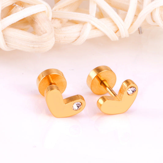 Sparkle Heart 18K Gold Plated Children's Earrings - Twisty Locks  - Kids Hair Accessories India