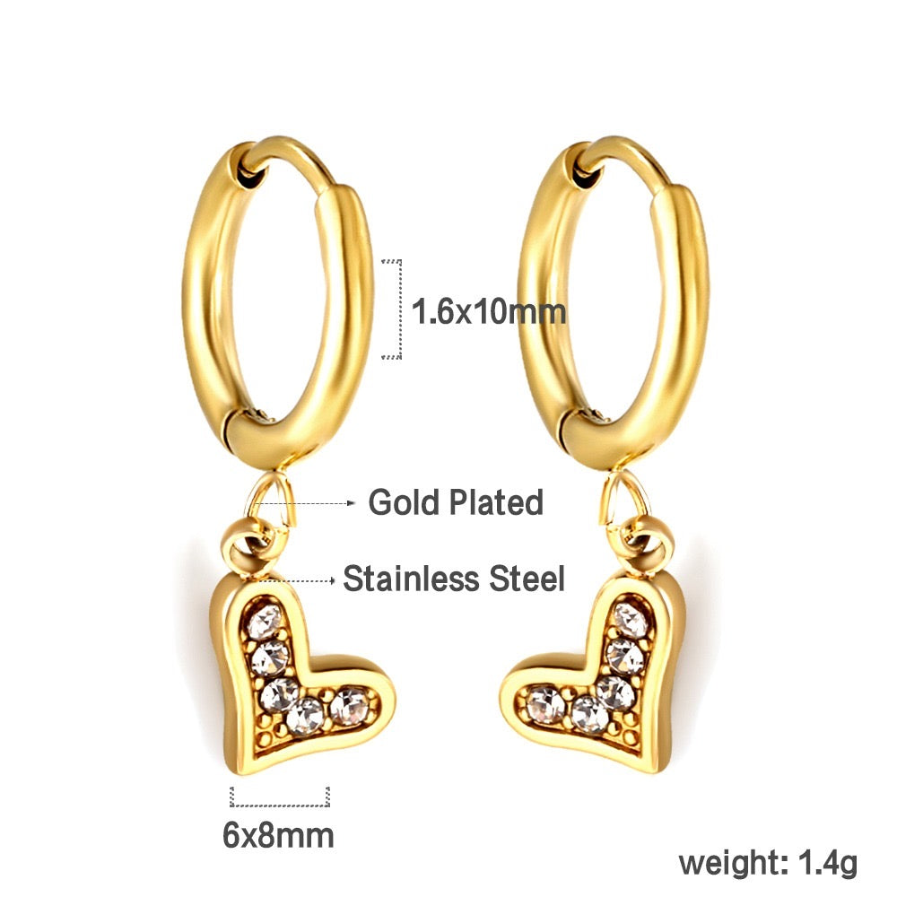 Sparkling Heart 18K Gold Plated Children's Hoops - Twisty Locks  - Kids and Women Hair Accessories, Fashion Clothing and Jewellery India
