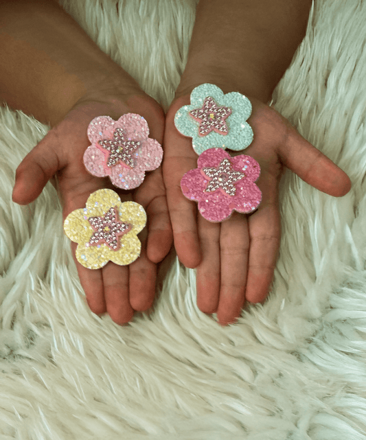 Starry Blossom Clips - Set of 4 - Twisty Locks  - Kids Hair Accessories India