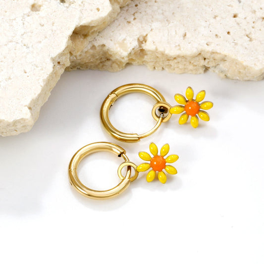 Sunflower Hoops 18K Gold Plated Children's Earrings - Twisty Locks  - Kids and Women Hair Accessories, Fashion Clothing and Jewellery India