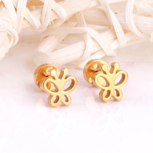 Sweet Butterfly 18K Gold Plated Children's Earrings - Twisty Locks  - Kids and Women Hair Accessories, Fashion Clothing and Jewellery India