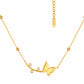 Butterfly & CZ Branch Satellite Chain 18K Gold Plated Necklace