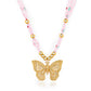 Butterfly Ribbon Bead 18K Gold Plated Necklace