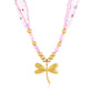 Dragonfly Ribbon Bead 18K Gold Plated Necklace