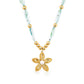 Filigree Flower Pearl Ribbon Bead 18K Gold Plated Necklace