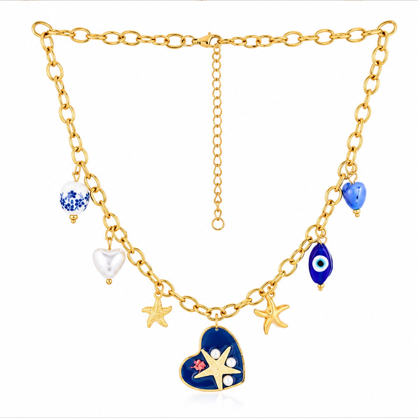 Ocean Charm Statement 18K Gold Plated Necklace