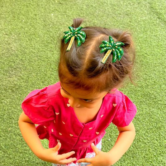 Tropical Vibes Palm Tree Hairclips - Twisty Locks  - Kids and Women Hair Accessories, Fashion Clothing and Jewellery India