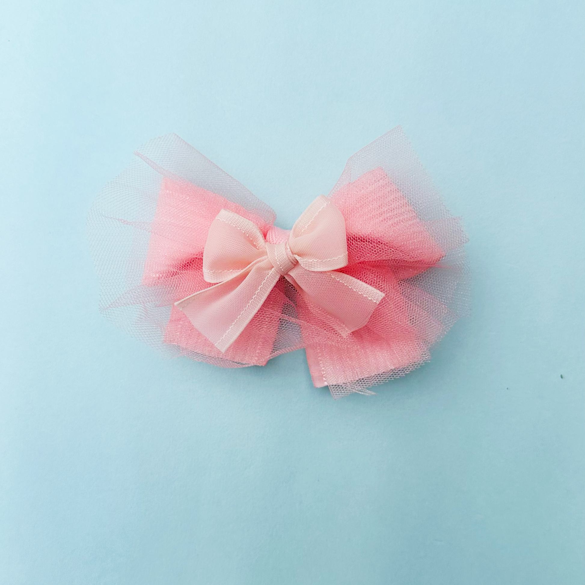 Tulle & Ribbon Peach Bow - Set of 1 - Twisty Locks  - Kids and Women Hair Accessories, Fashion Clothing and Jewellery India