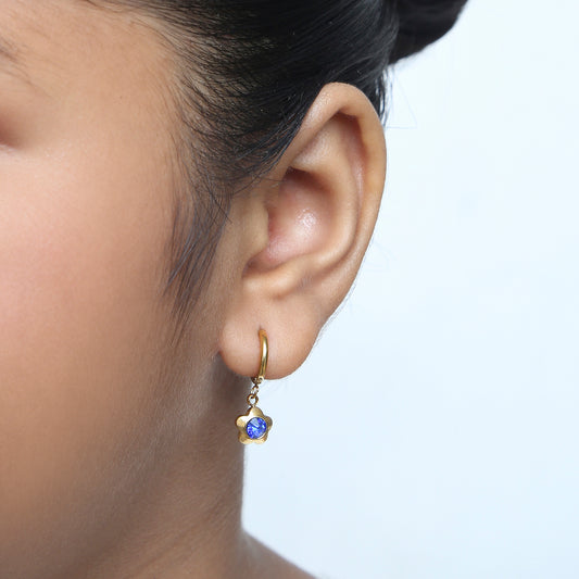 Sapphire Flower 18K Gold Plated Children's Hoops
