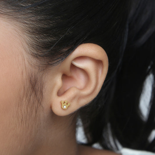 Sparkle Crown 18K Gold Plated Children's Earrings