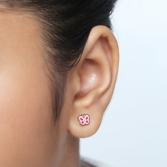 Blush Butterfly 18K Gold Plated Children's Earrings