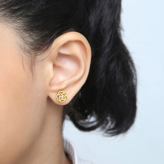 Sparkle Rose 18K Gold Plated Children's Earrings