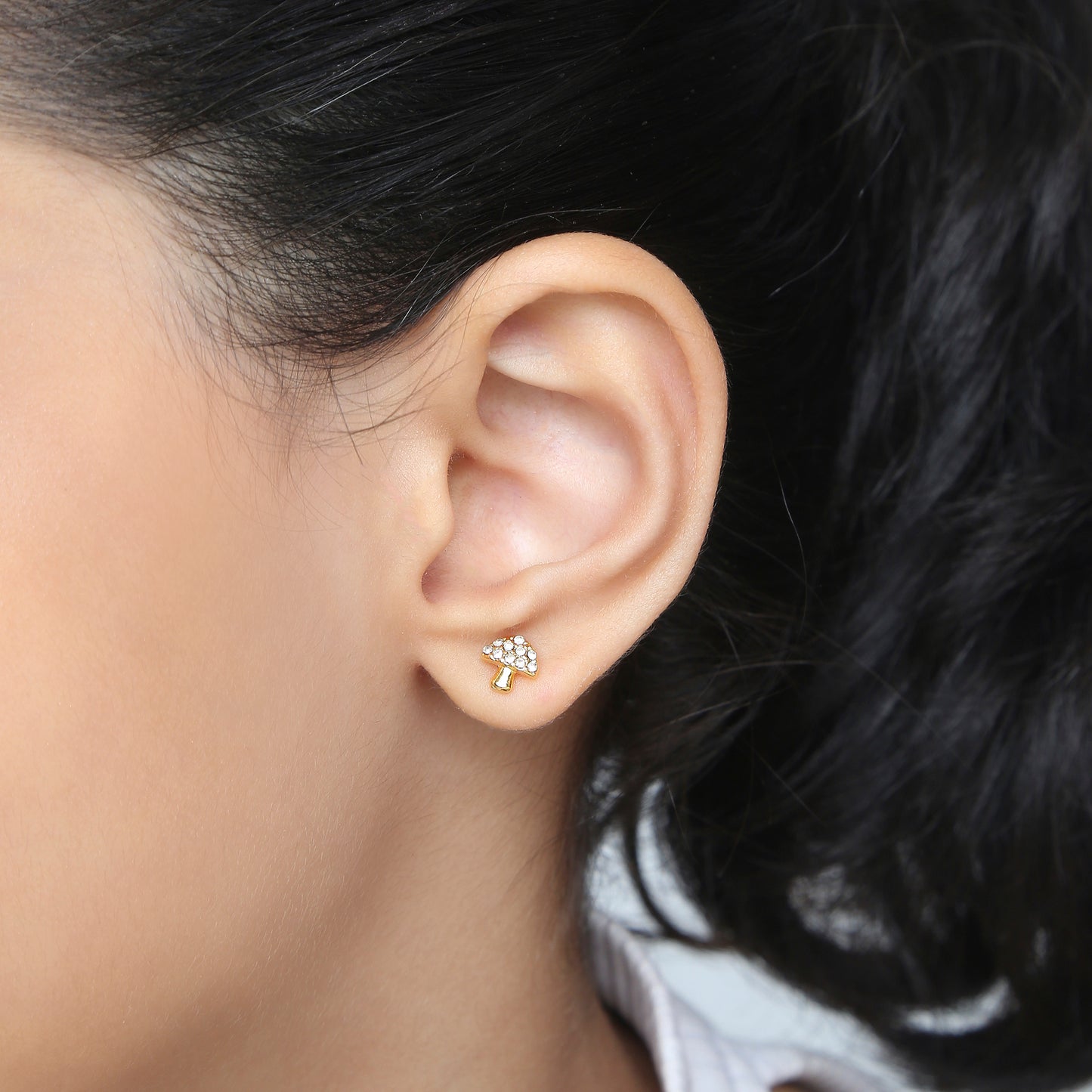 Cute Mushroom 18K Gold Plated Children's Earrings