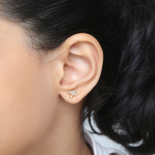 Cute Mushroom 18K Gold Plated Children's Earrings