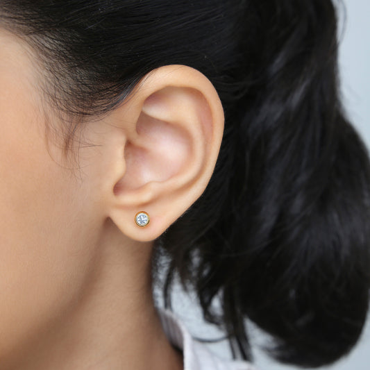Elegant Sparkle Stud 18K Gold Plated Children's Earrings
