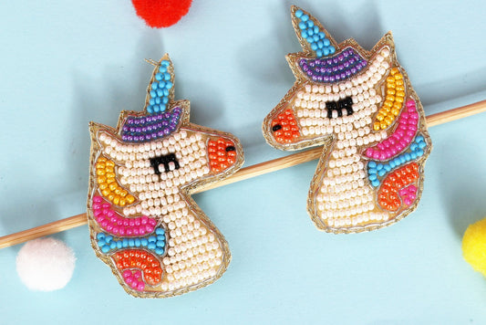 Unicorn Embroidered Hair Clips Set - Twisty Locks  - Kids Hair Accessories India