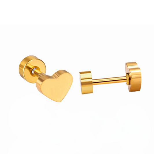 Hearts 18K Gold Plated Children's Earrings - Twisty Locks  - Kids and Women Hair Accessories, Fashion Clothing and Jewellery India