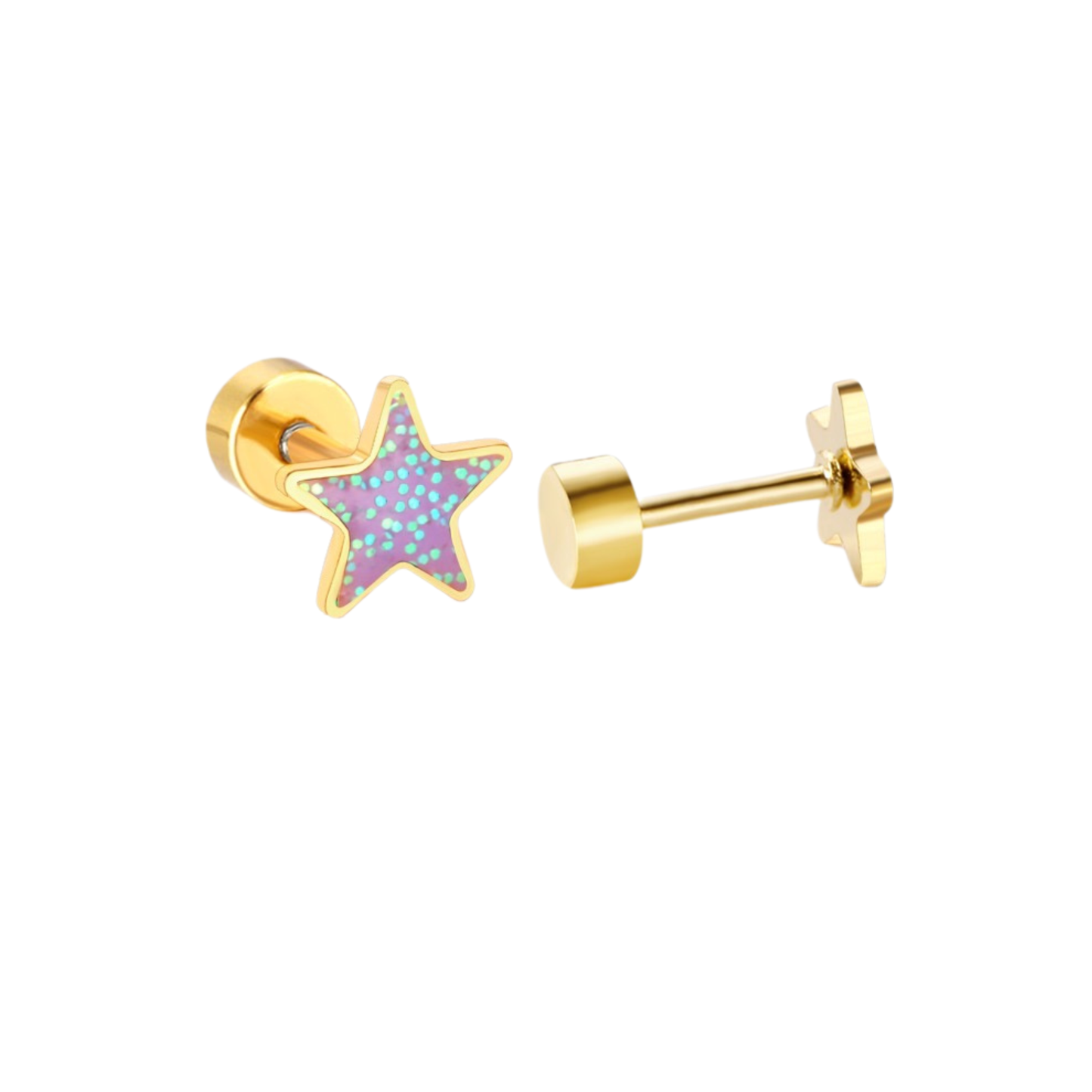 Lavender Star 18K Gold Plated Children's Earrings