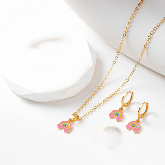 Rainbow Heart 3 Pc Jewellery Set