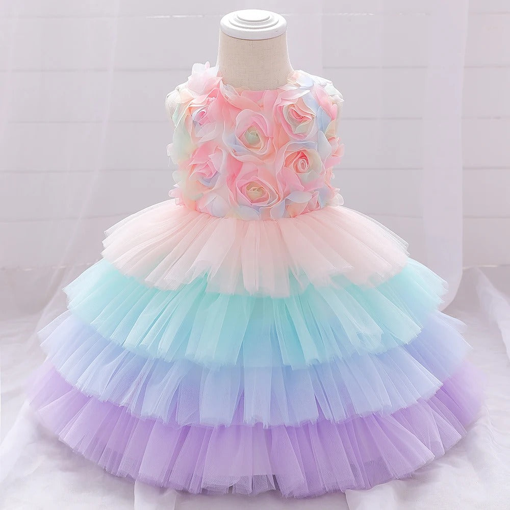 Rosie Ruffles – Rainbow Tulle Dress - Twisty Locks  - Kids and Women Hair Accessories, Fashion Clothing and Jewellery India
