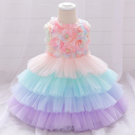 Rosie Ruffles – Rainbow Tulle Dress - Twisty Locks  - Kids and Women Hair Accessories, Fashion Clothing and Jewellery India