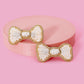 White Bow Embroidered Clips Set - Twisty Locks  - Kids and Women Hair Accessories, Fashion Clothing and Jewellery India
