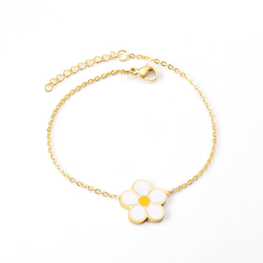 White FLower 18K Gold Plated Children's Bracelet - Twisty Locks  - Kids and Women Hair Accessories, Fashion Clothing and Jewellery India