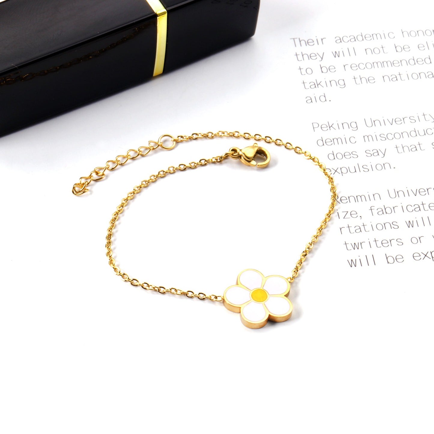White FLower 18K Gold Plated Children's Bracelet - Twisty Locks  - Kids and Women Hair Accessories, Fashion Clothing and Jewellery India
