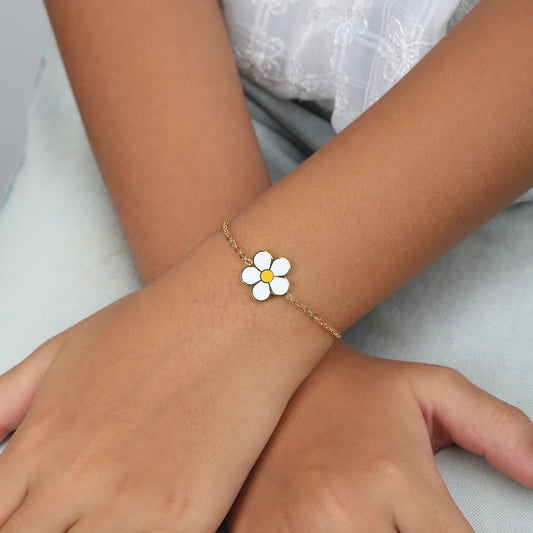 White FLower 18K Gold Plated Children's Bracelet - Twisty Locks  - Kids and Women Hair Accessories, Fashion Clothing and Jewellery India