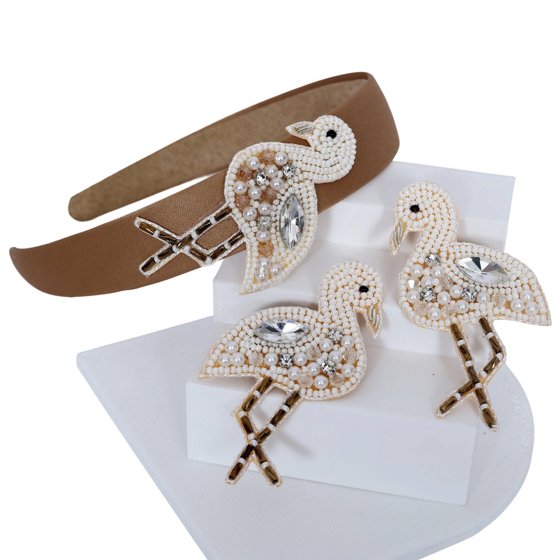 White Flamingo Hairband - Twisty Locks  - Kids Hair Accessories India