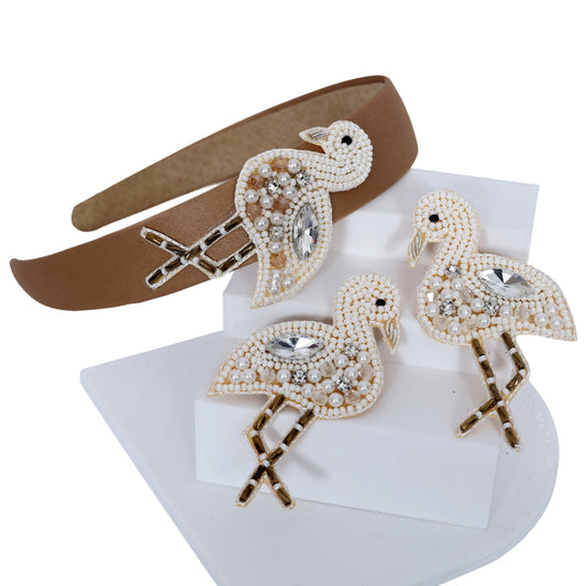 White Flamingo Hairband - Twisty Locks  - Kids Hair Accessories India