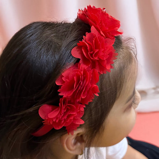 White & Red Petal Halo Hairbands - Set of 2 - Twisty Locks  - Kids Hair Accessories India
