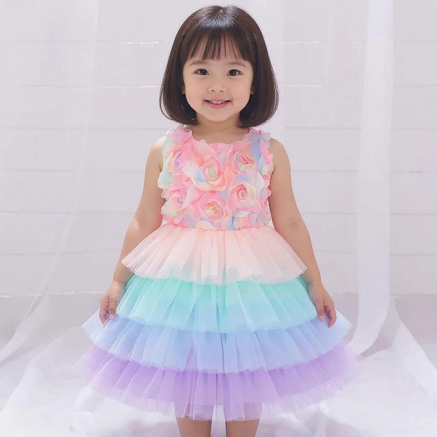 Rosie Ruffles – Rainbow Tulle Dress - Twisty Locks  - Kids and Women Hair Accessories, Fashion Clothing and Jewellery India