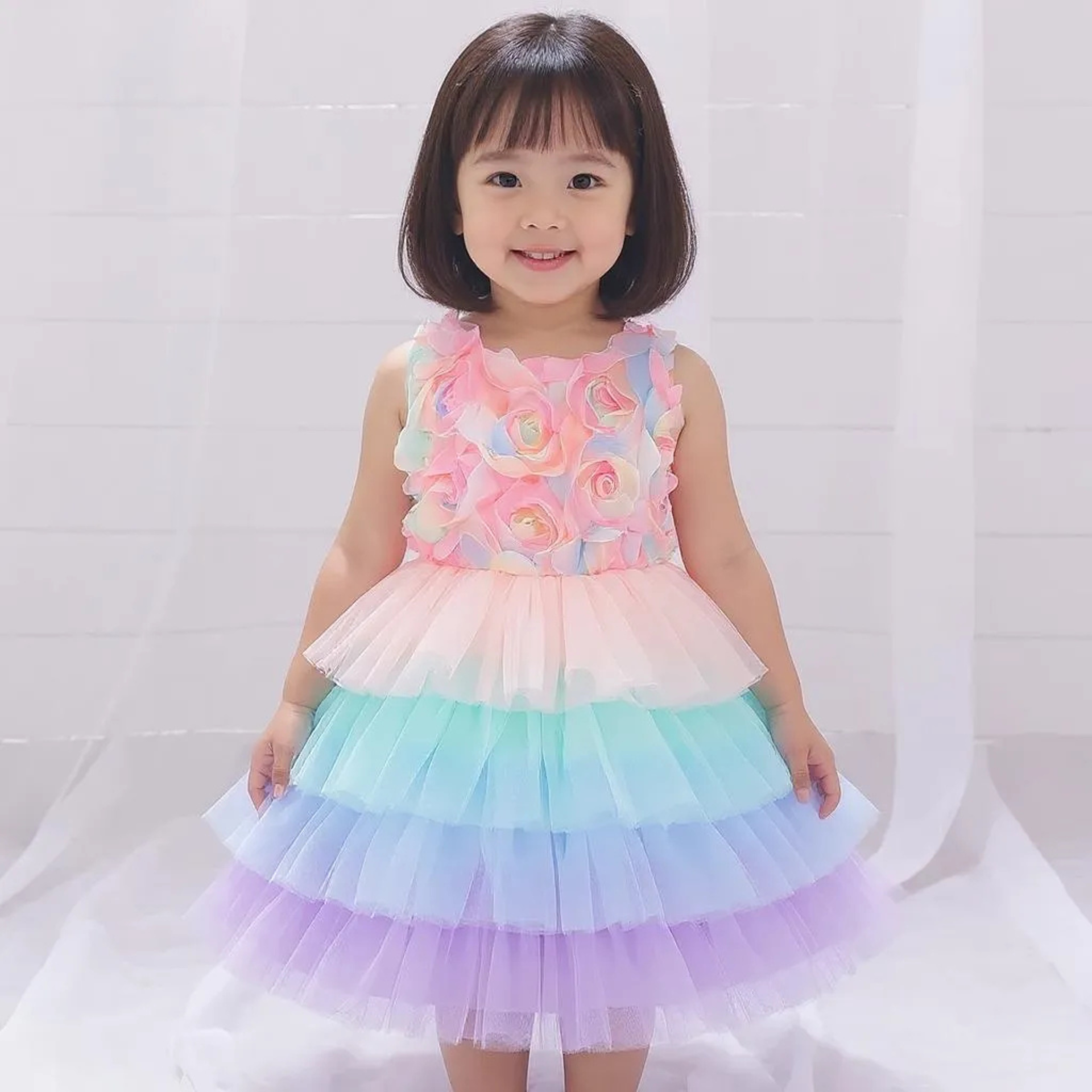 Rosie Ruffles – Rainbow Tulle Dress - Twisty Locks  - Kids and Women Hair Accessories, Fashion Clothing and Jewellery India
