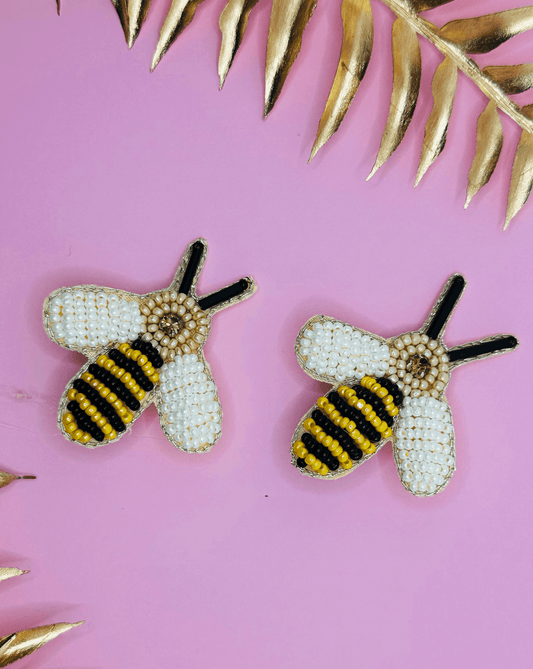 Yellow Bee Embroidered Hair Clips Set - Twisty Locks  - Kids Hair Accessories India