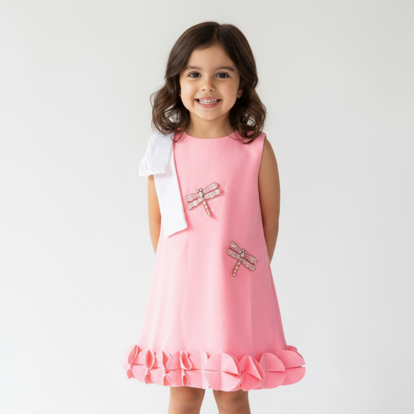 Pink Dragonfly Embellished Party Dress - Twisty Locks  - Kids and Women Hair Accessories, Fashion Clothing and Jewellery India