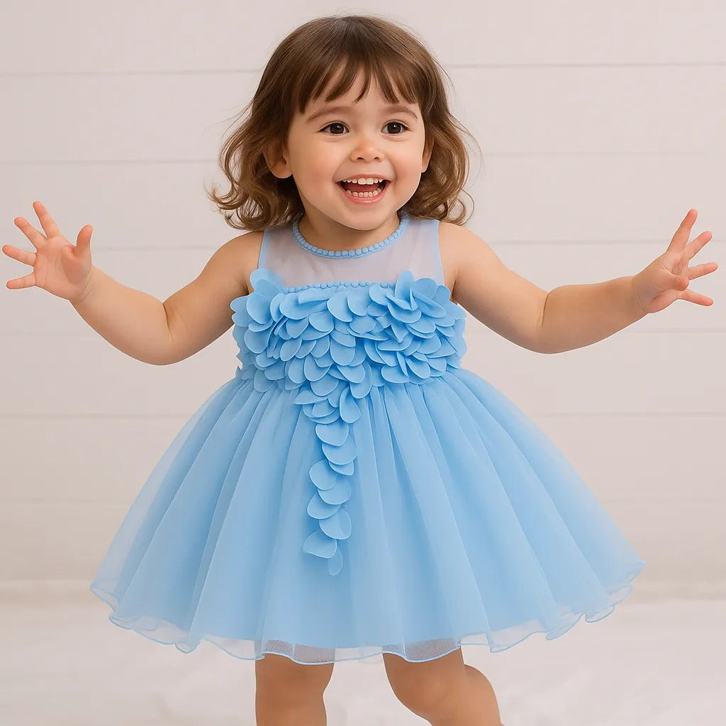 Bluebell Bloom 3D Petal Tulle Dress - Twisty Locks  - Kids and Women Hair Accessories, Fashion Clothing and Jewellery India
