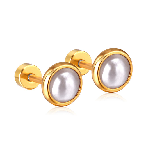 Elegant Pearl Stud 18K Gold Plated Children's Earrings