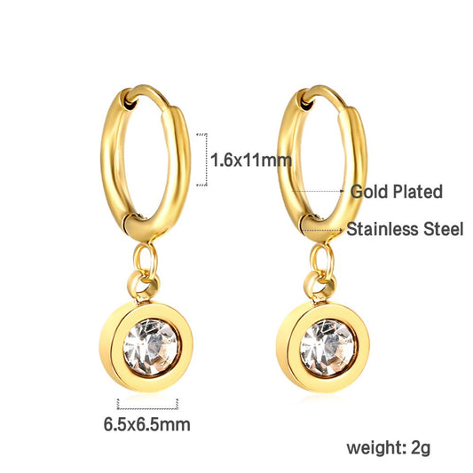 Solitaire 18K Gold Plated Children's Hoops