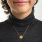 Gold Daisy kids necklace on model – gold jewellery for little ones by Twisty Locks