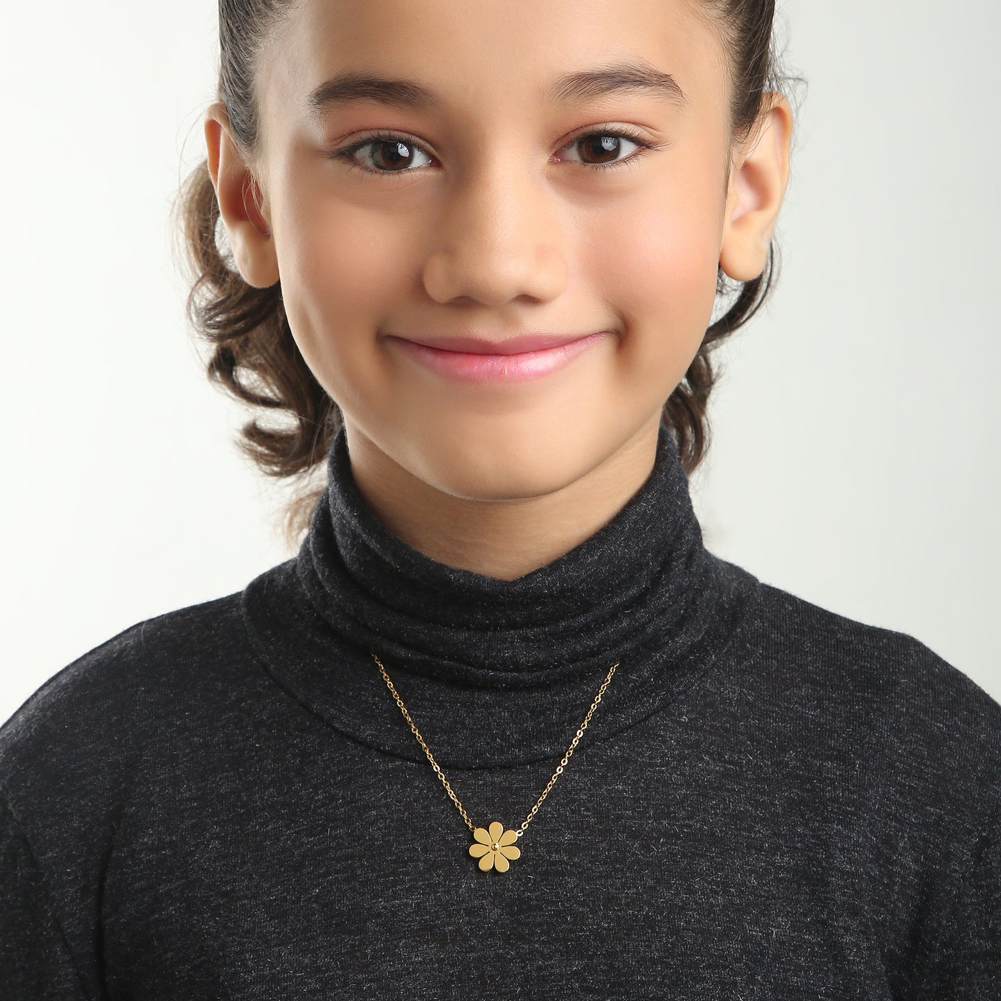 Gold Daisy children's necklace lifestyle – delicate gold necklace by Twisty Locks