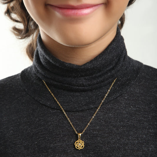 Sparkle Rose children's necklace close-up – delicate gold necklace by Twisty Locks