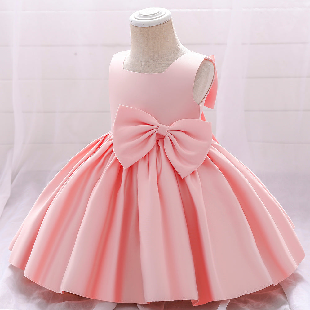 Belle Satin Bow Dress- Peach - Twisty Locks  - Kids and Women Hair Accessories, Fashion Clothing and Jewellery India