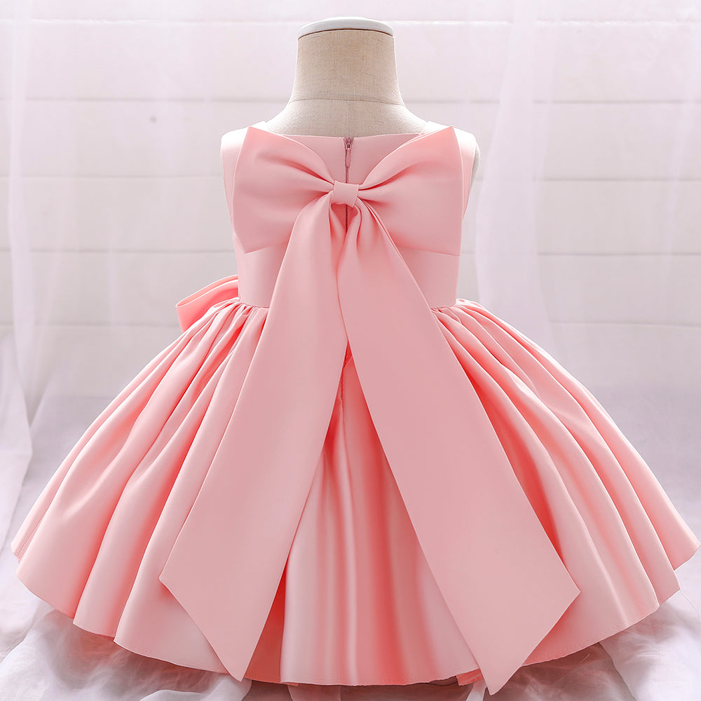 Belle Satin Bow Dress- Peach - Twisty Locks  - Kids and Women Hair Accessories, Fashion Clothing and Jewellery India